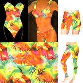 Mintás fürdőruha anyag - GREEN/RED